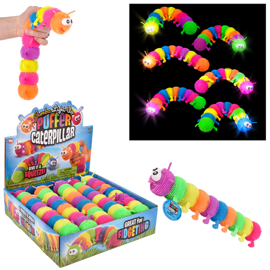12" LIGHT-UP JUMBO CATERPILLAR PUFFER 12CT