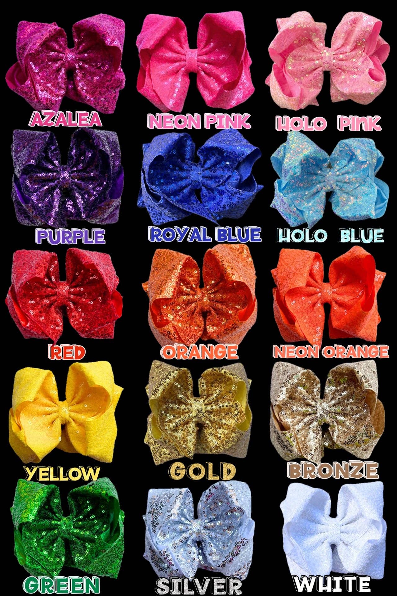 6.5" Double layer sequins hair bows. 4pcs/$10.00 DBW-2 (Added Inventory💖