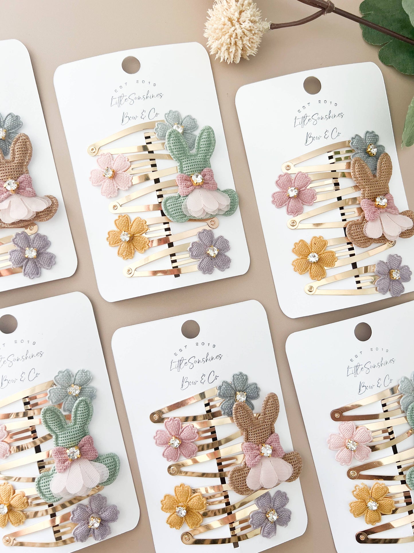 Bunny Easter Hair Clips- Set of 5
