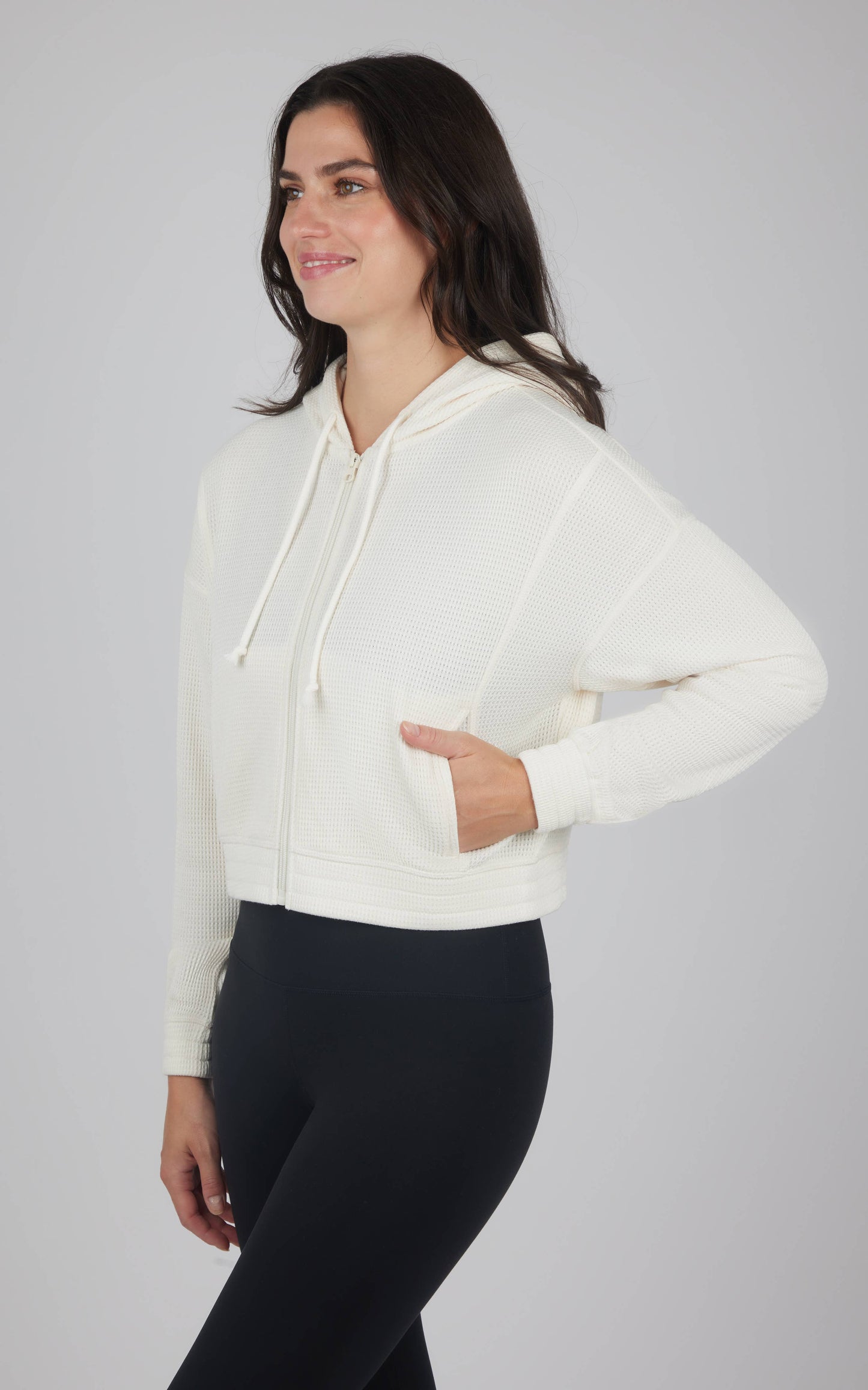 Women's Brushed Inside Waffle Hoodie Jacket