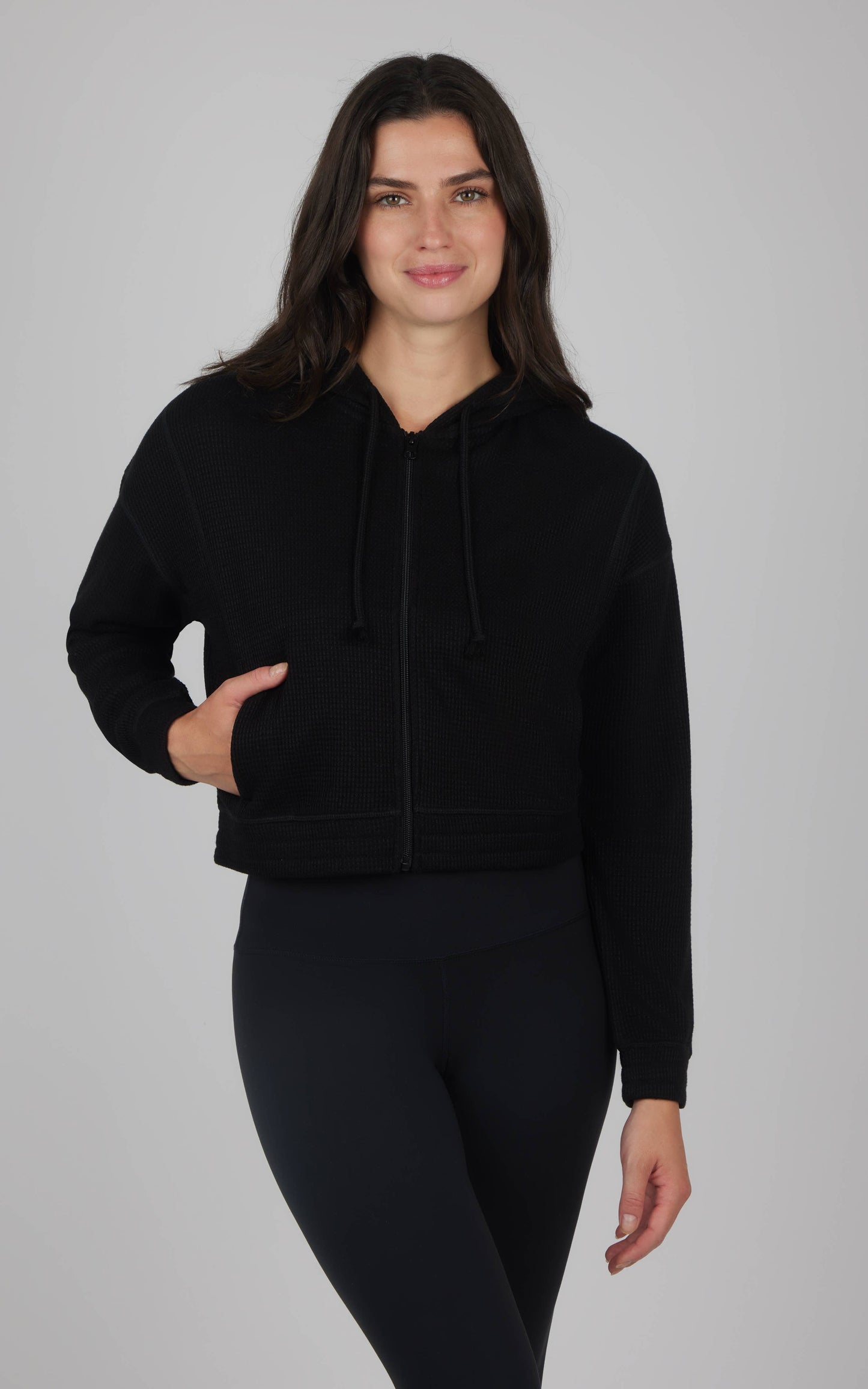 Women's Brushed Inside Waffle Hoodie Jacket
