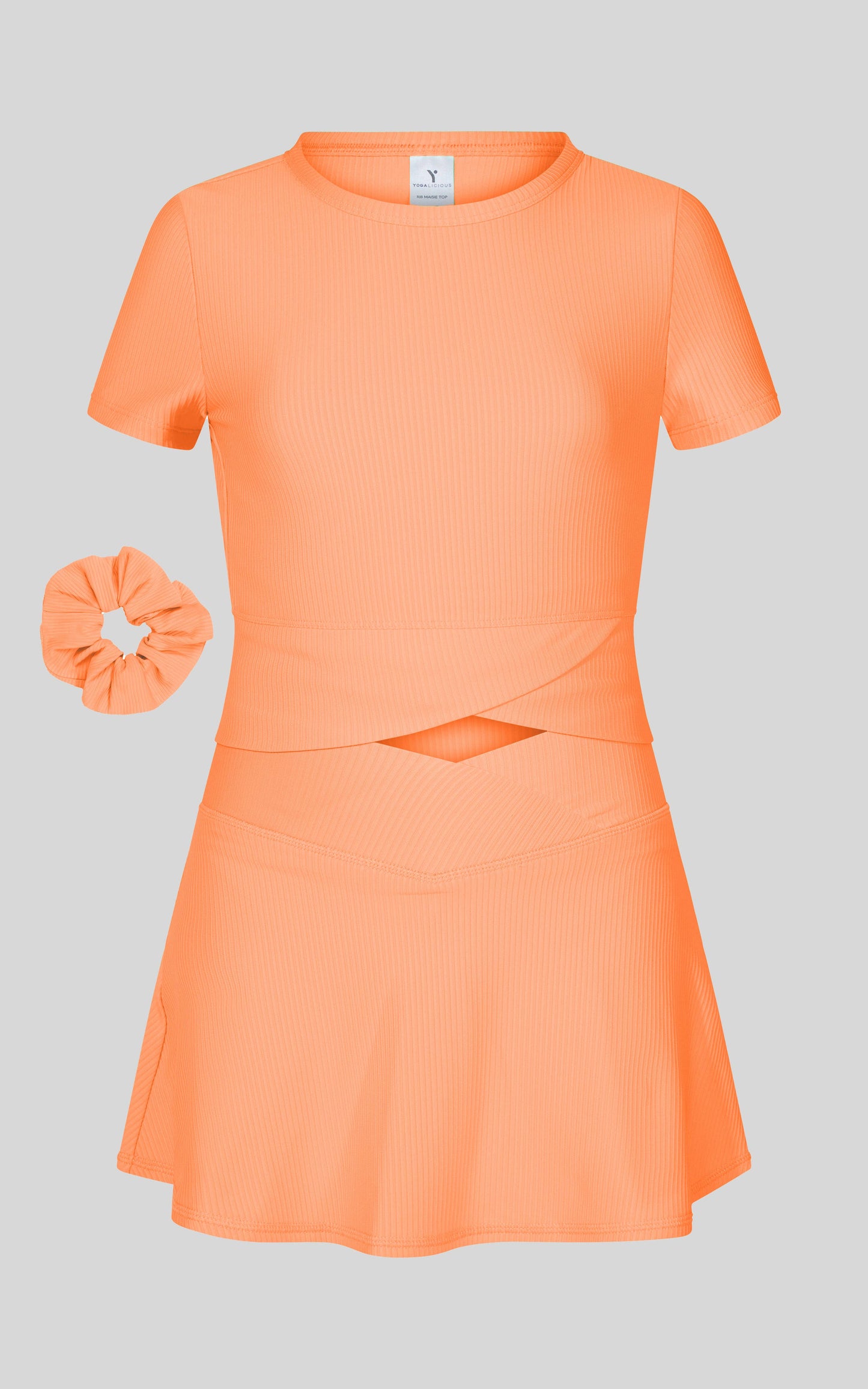 Little Girl Rib Marie Crossover Top and Skort Set