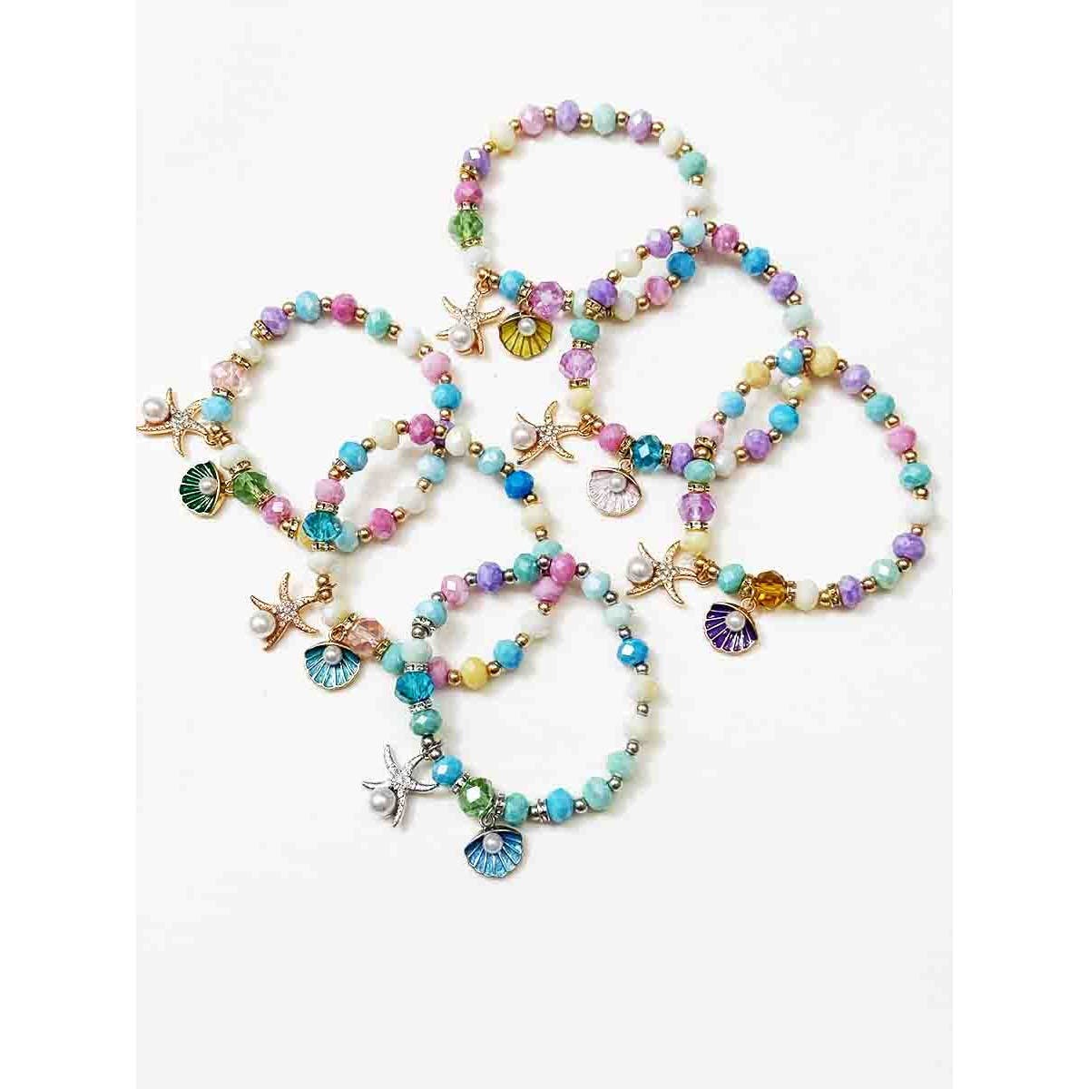 Starfish and Shell Detailed Stretch Bracelets