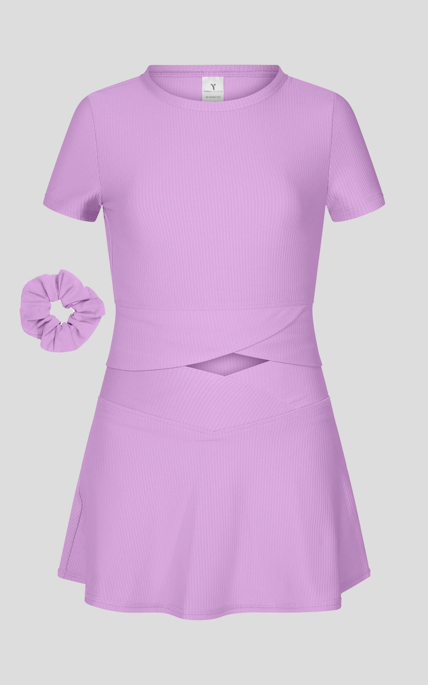 Little Girl Rib Marie Crossover Top and Skort Set
