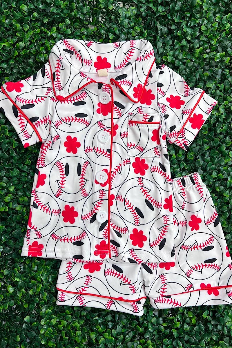 BASEBALL PRINTED GIRLS PAJAMA SET. GSSO012306-AMY