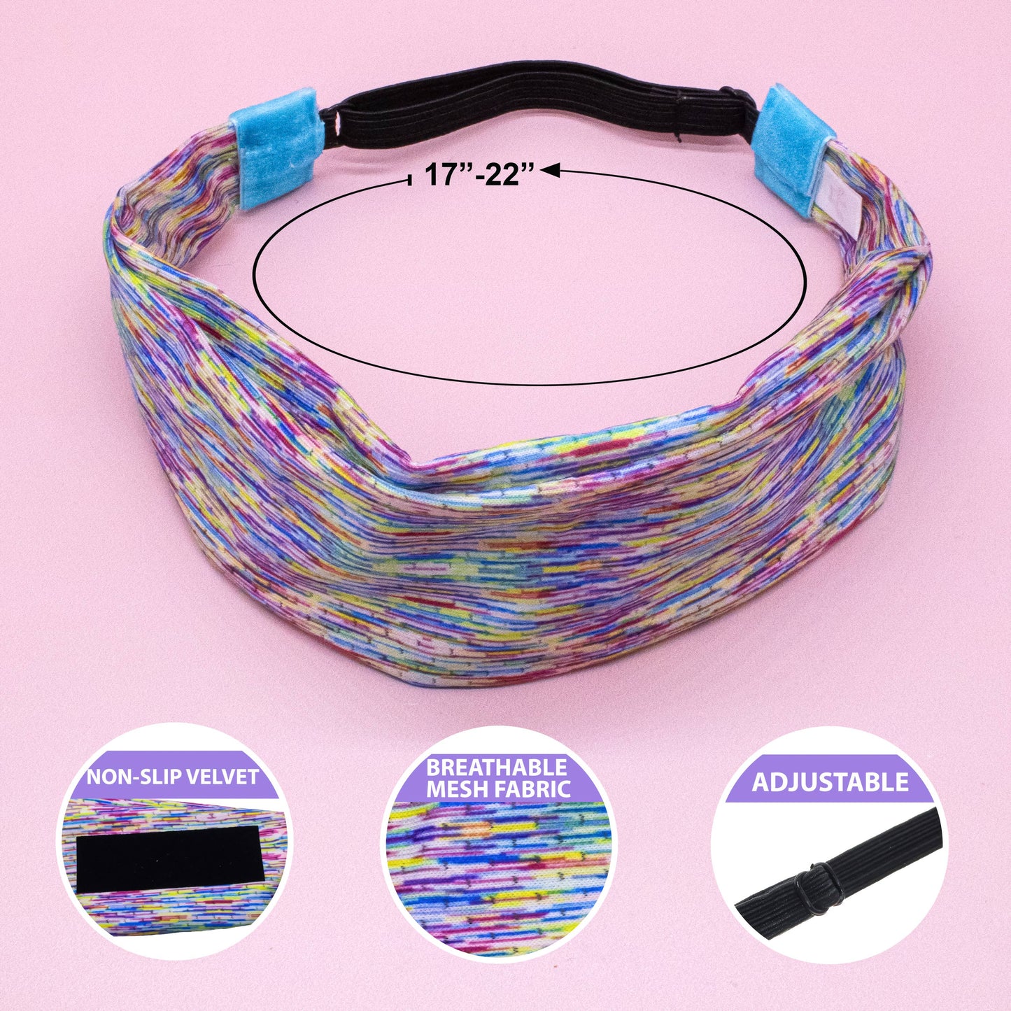 Adjustable No Slip Mesh Sport Headbands - Athletic Hair Band