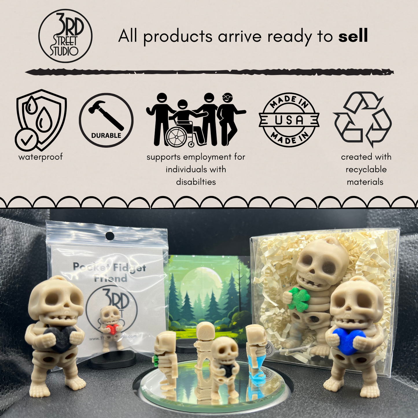 Skeleton - Fidget Friend - Includes Play Scene