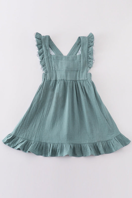 Premium Blue muslin ruffle dress