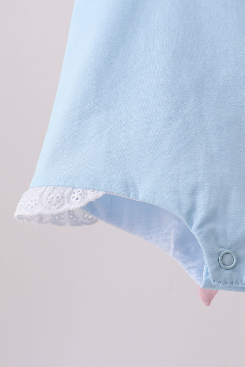 Blue ribbon ruffle bow bubble