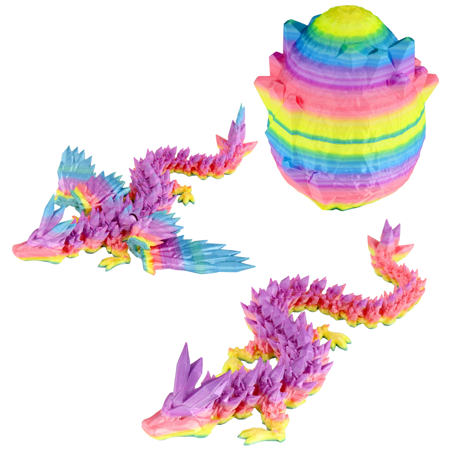 3D Printed Articulated Crystal Dragon (Rainbow)