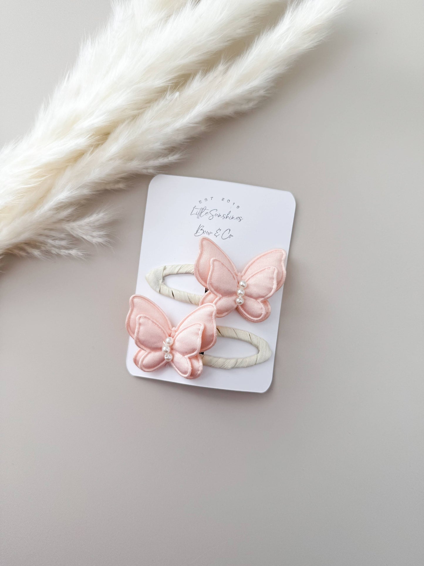 Satin Butterflies Snap Clips & Nylon Headbands