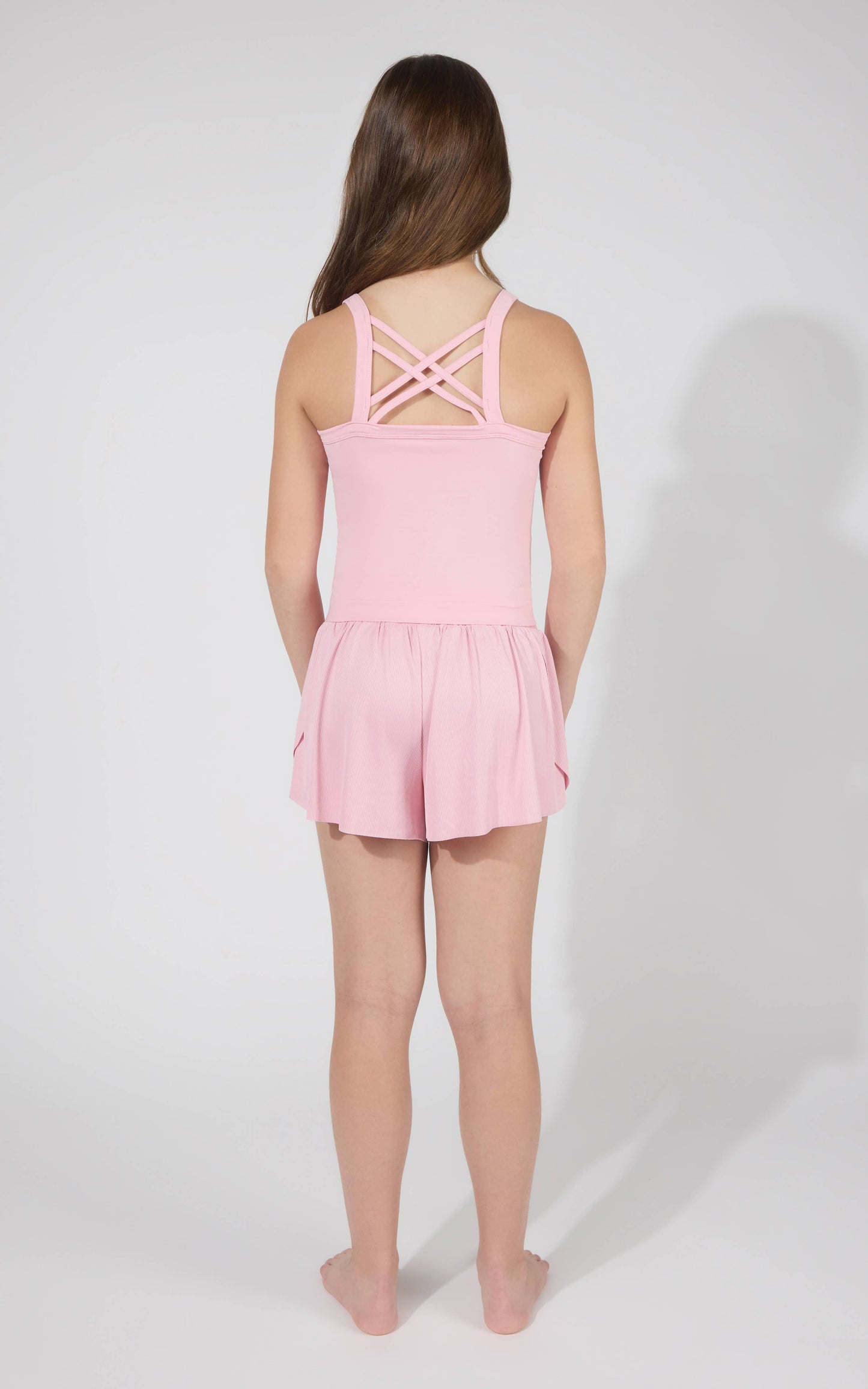Girls Seamless Strappy Back Tank and Running Shorts Set