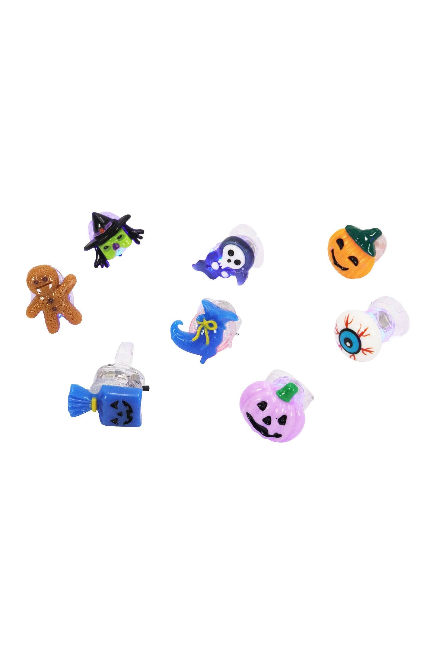 Halloween Resin Charm Led Light-up Ring - 24 Pcs