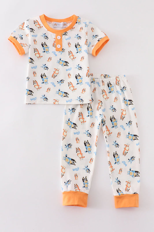 Orange character boy pajamas set