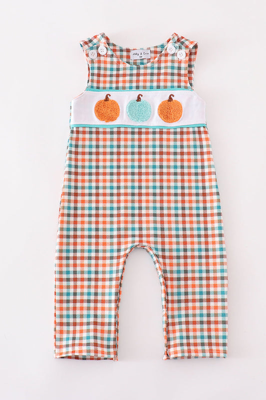 Pumpkin french knot gingham boy jonjon