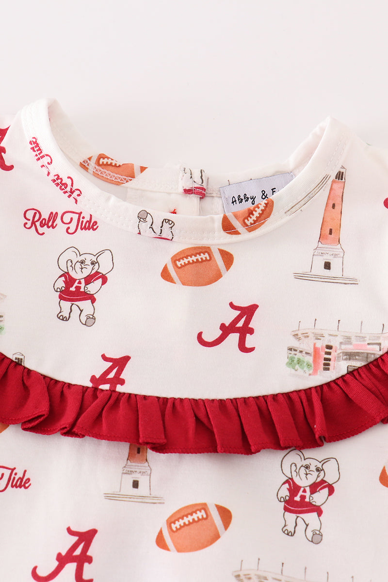 Maroon roll tide football baby girl set