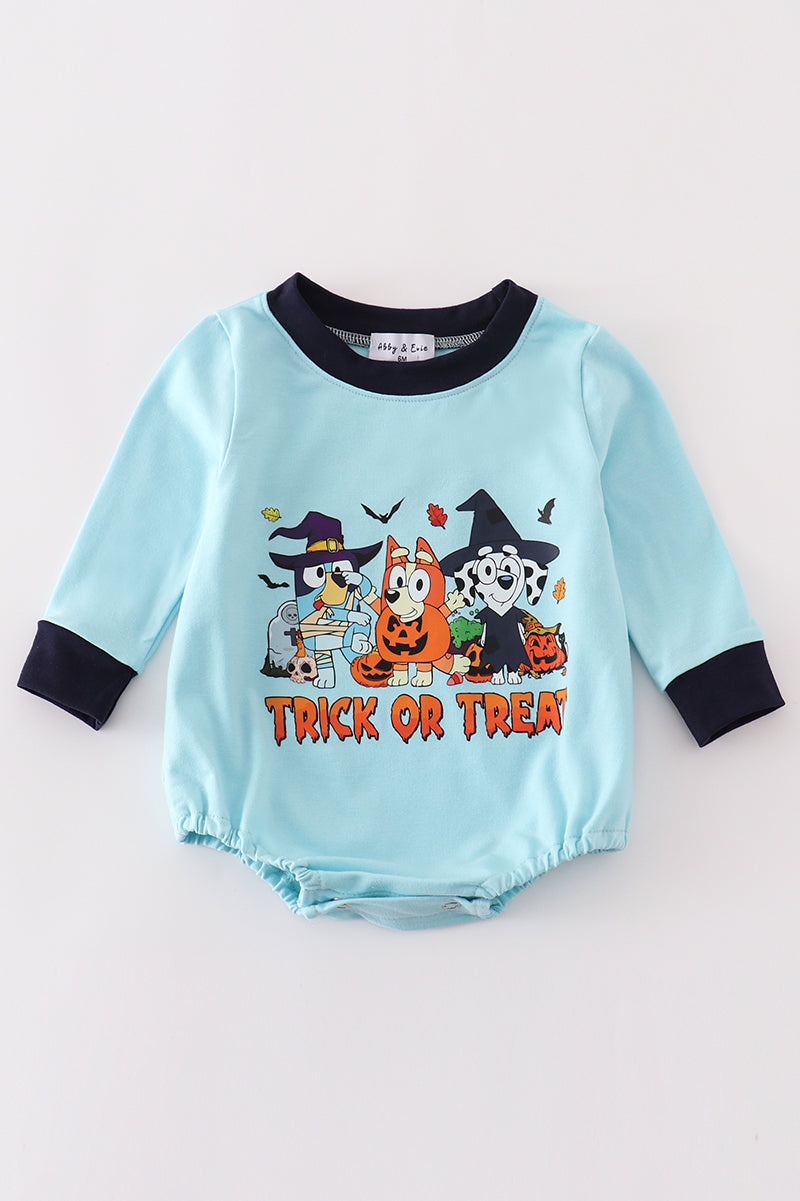 Blue halloween character boy romper