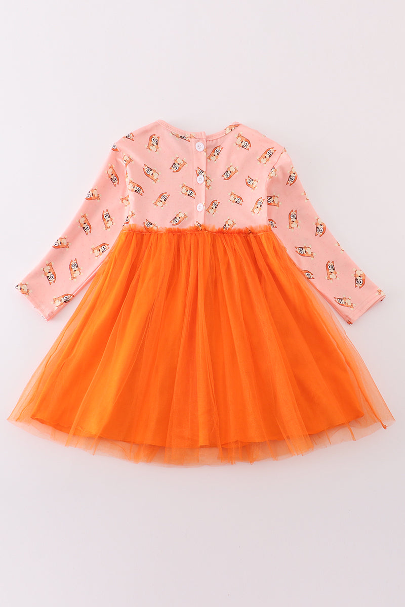 Orange character print tutu dress