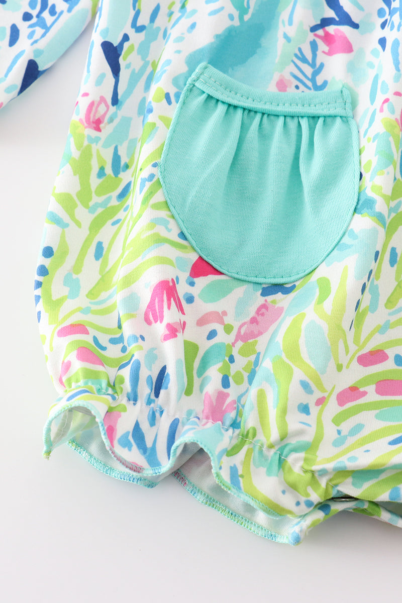 Green floral ruffle girl bubble