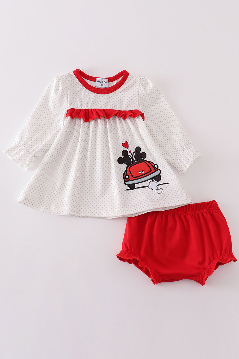 Valentine's day character applique girl bloomer set