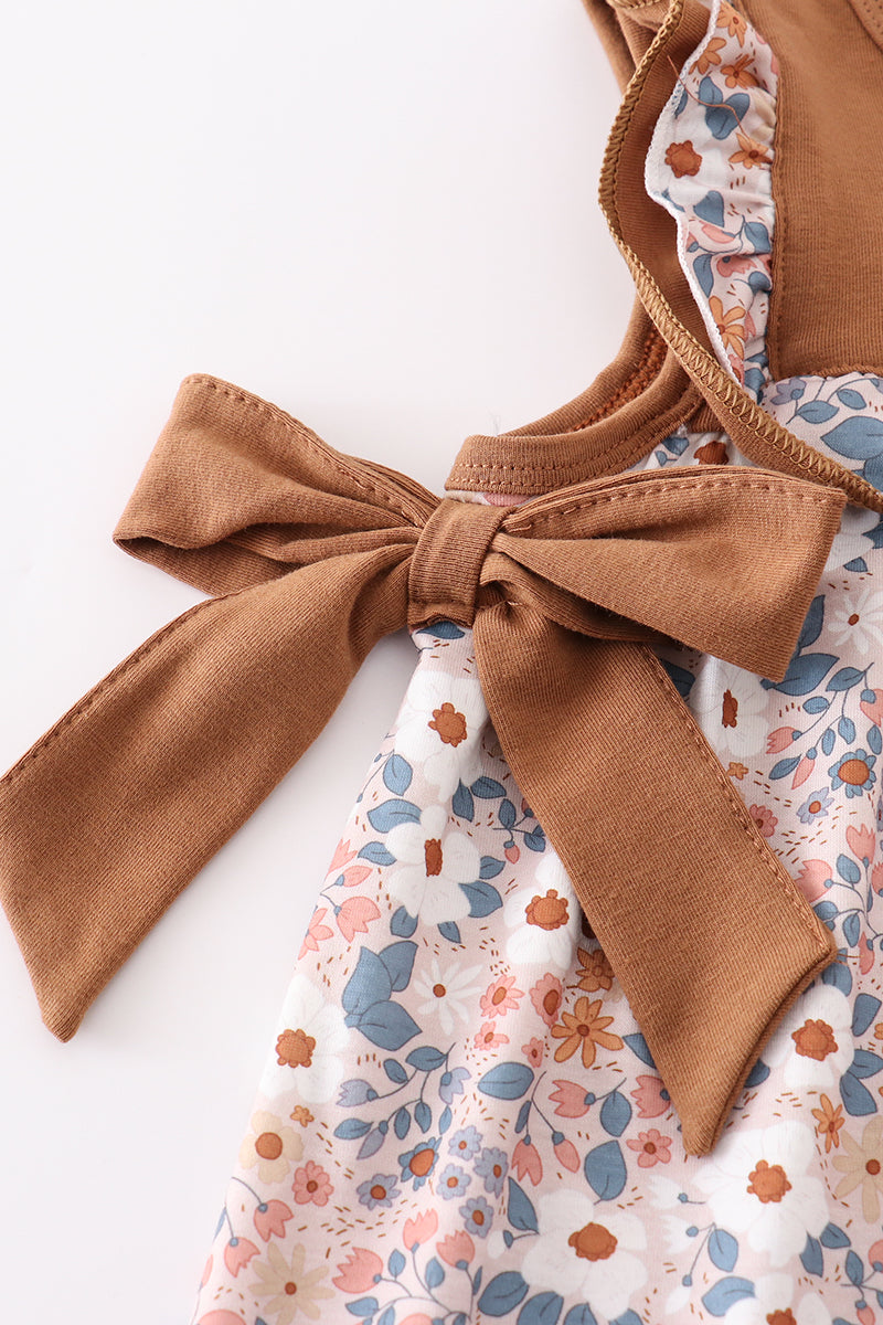 Brown floral print dress