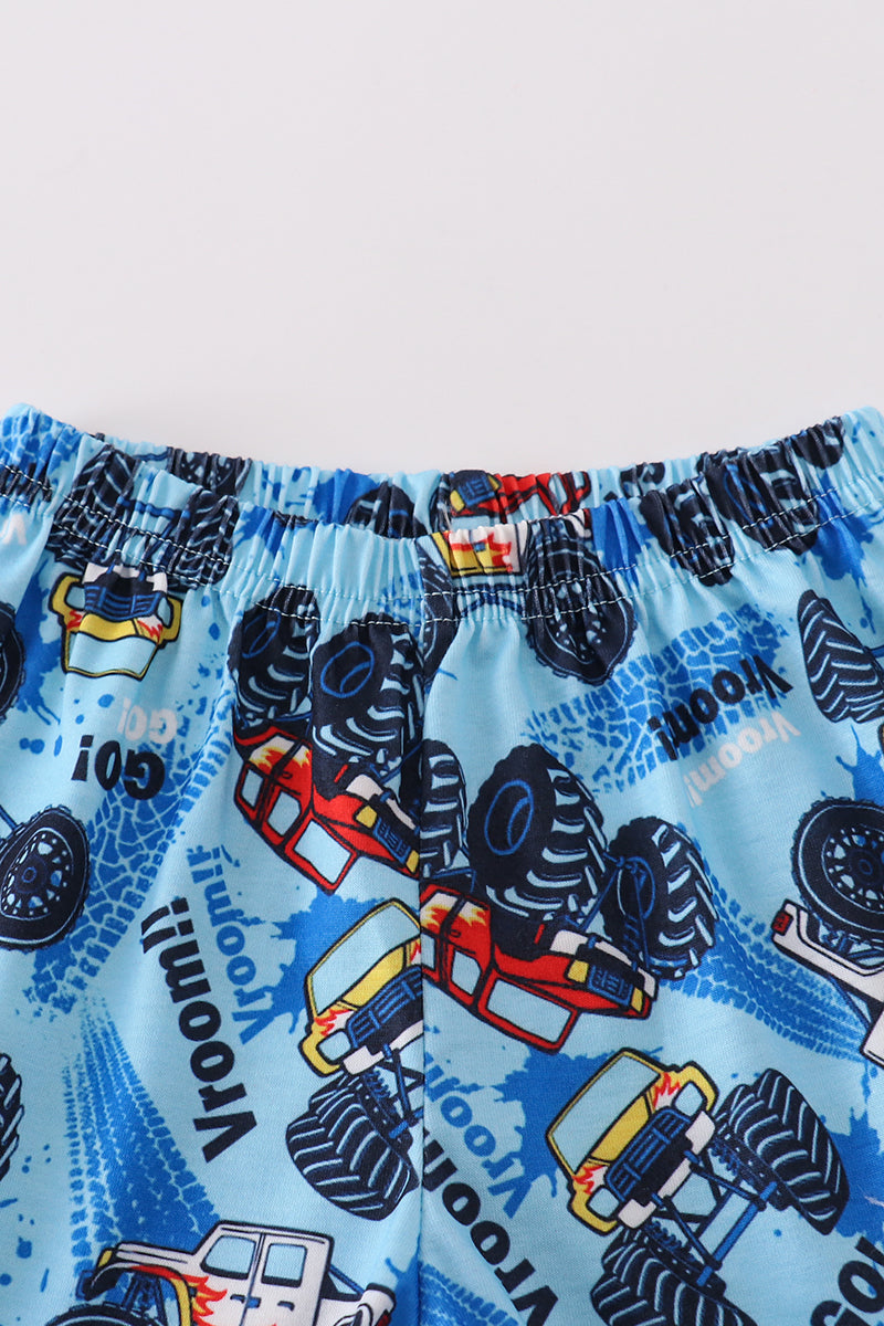 Monster truck print boy set