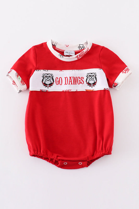 Red go dawgs embroidery boy bubble