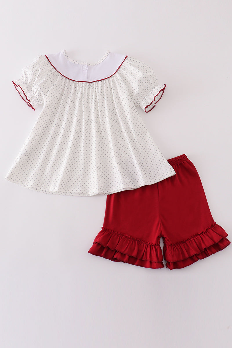 Maroon roll tide embroidery girl set