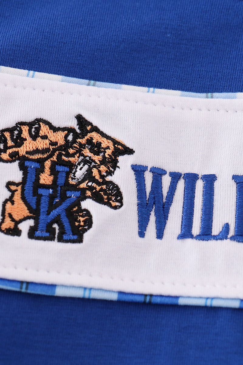 Blue wildcats embroidery boy set