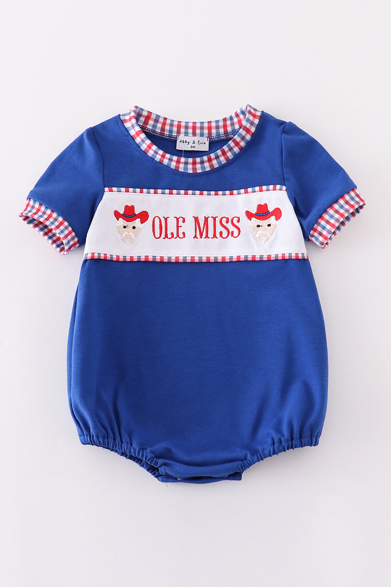 Blue ole miss embroidery boy bubble