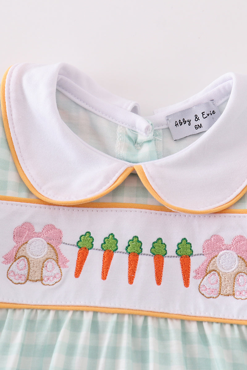 Easter bunny embroidery girl gingham bubble