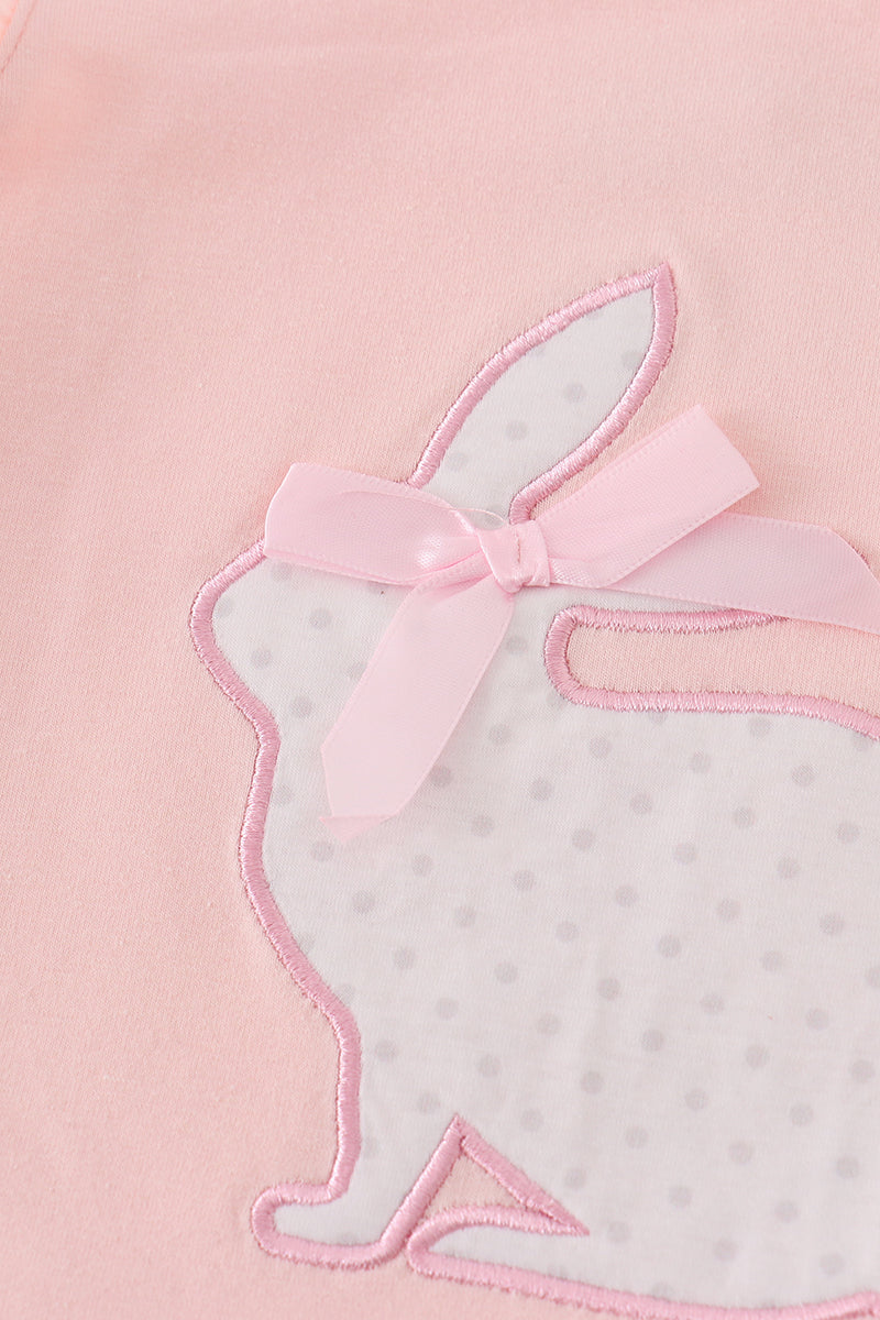 Pink easter bunny applique girl set