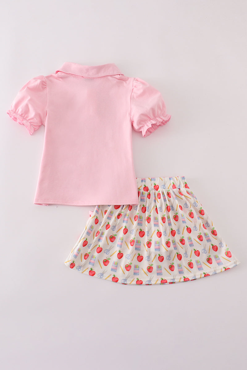 Apple pencil print skort set
