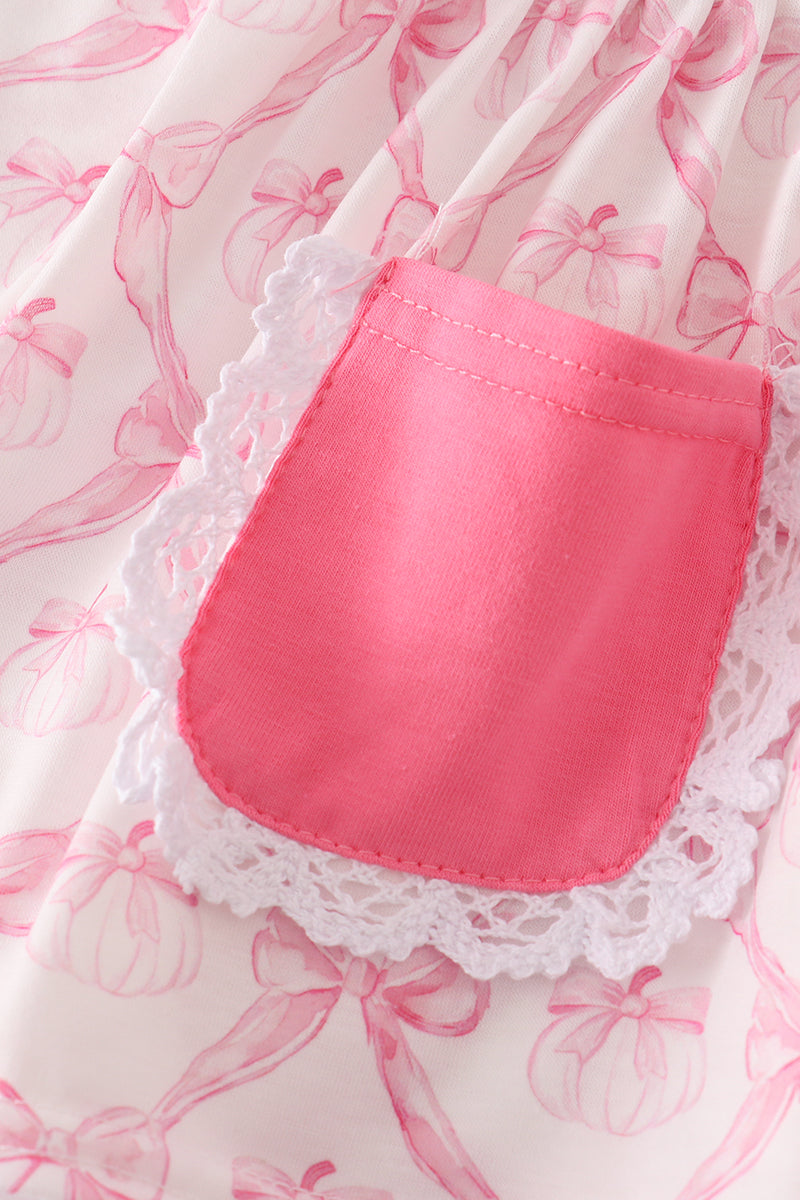 Pink bow tie pumpkin print bloomer set
