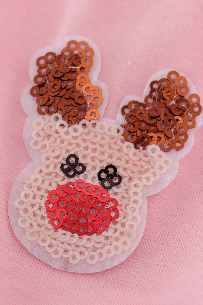 Pink christmas sequin tiered girl dress