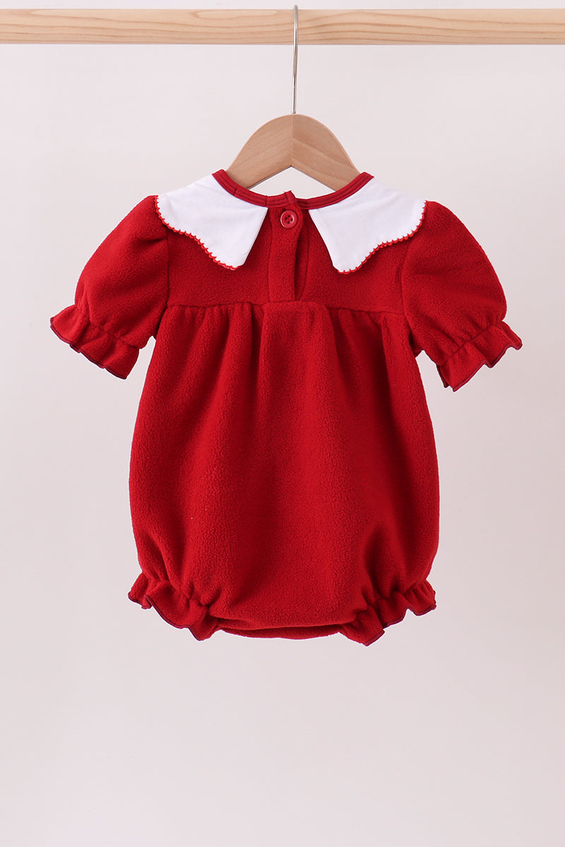 Red christmas tree embroidery fleece bubble