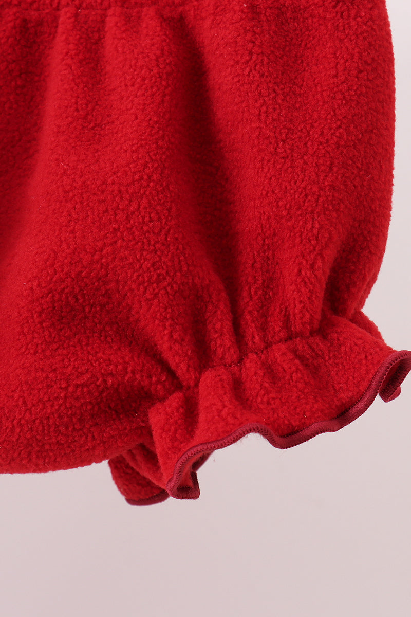 Red christmas tree embroidery fleece bloomer set