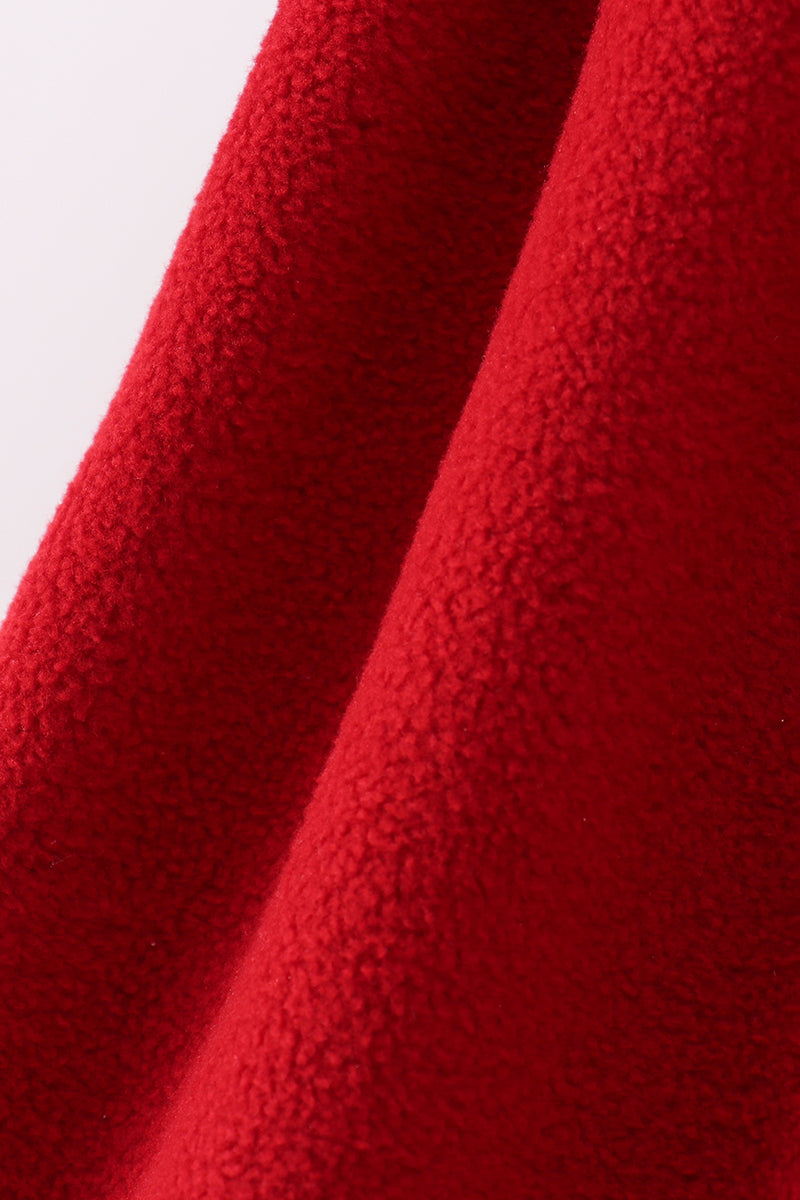 Red christmas tree embroidery fleece dress