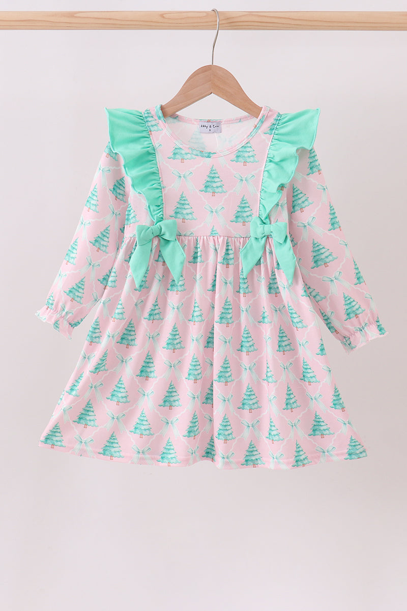 Pink christmas tree ruffle dress