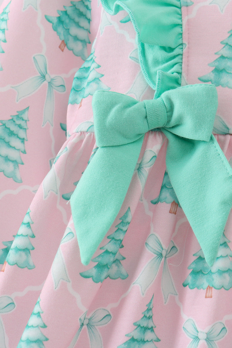 Pink christmas tree ruffle dress