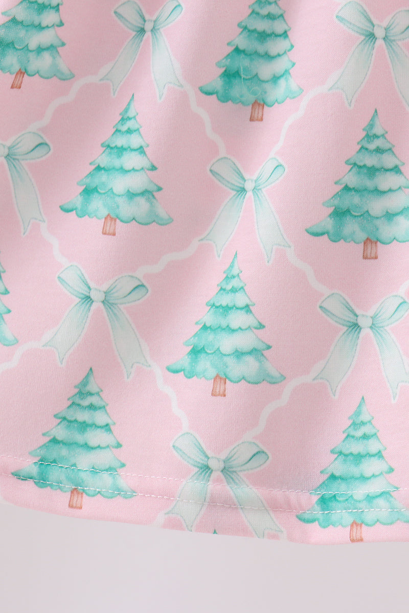 Pink christmas tree ruffle dress