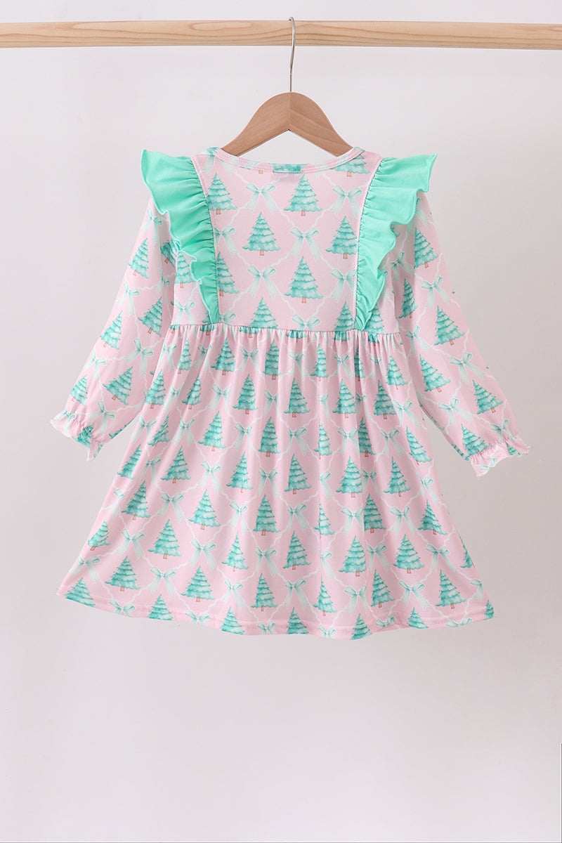 Pink christmas tree ruffle dress