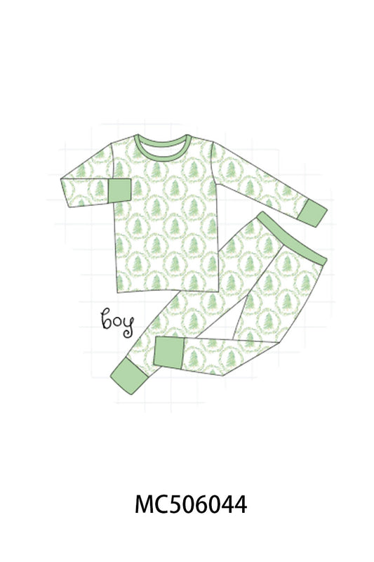 Green christmas tree bamboo pajama set