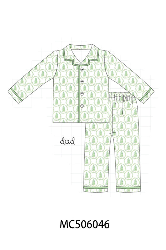 Green christmas tree bamboo dad pajama set