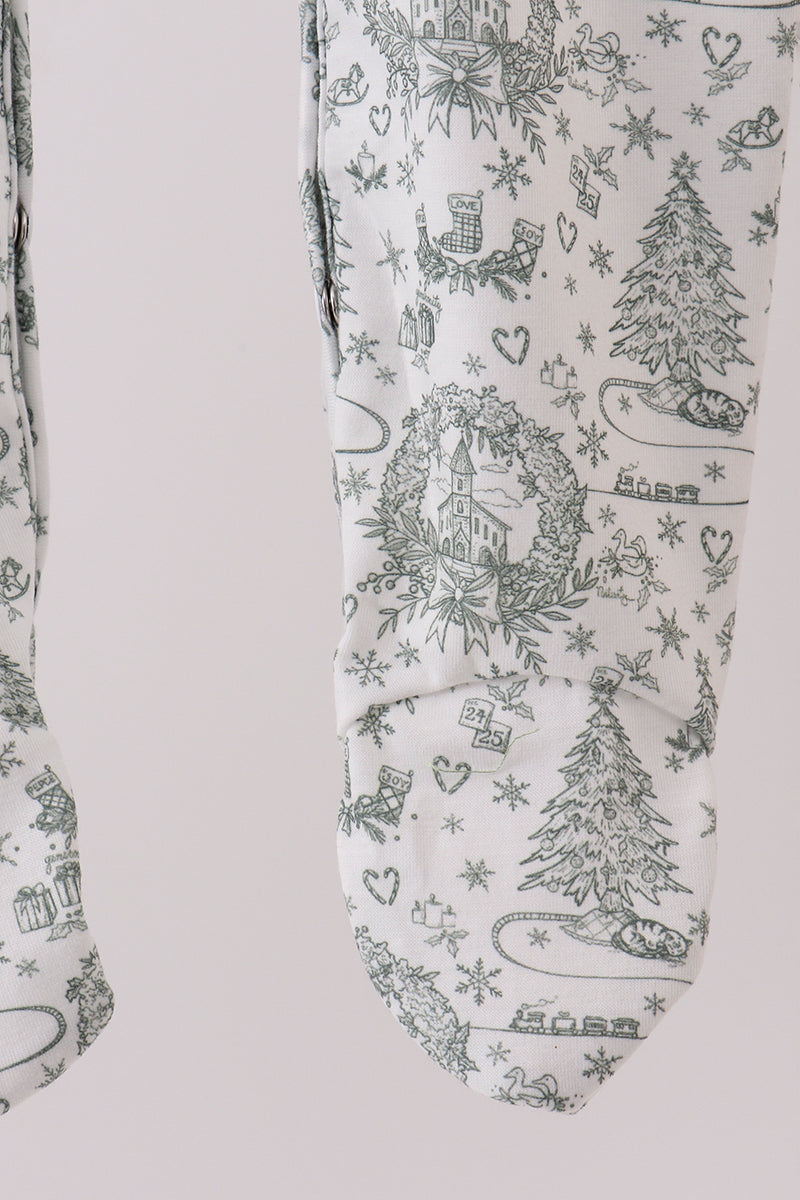 Green christmas tree print ruffle romper