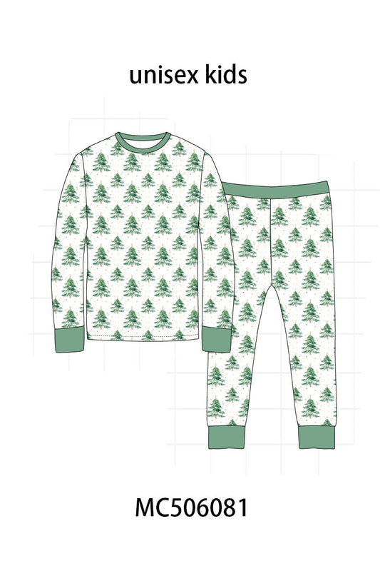 Green christmas tree bamboo pajama set
