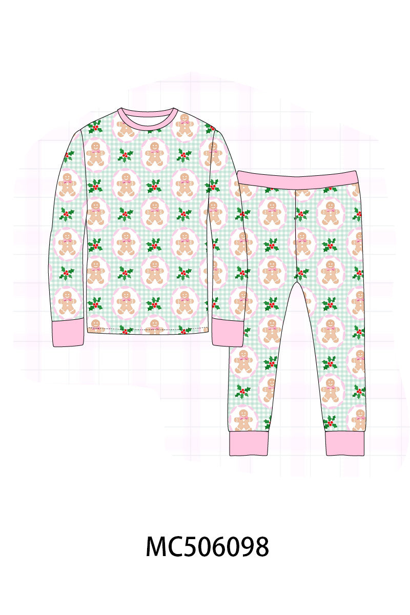 Pink christmas tree bamboo pajama set
