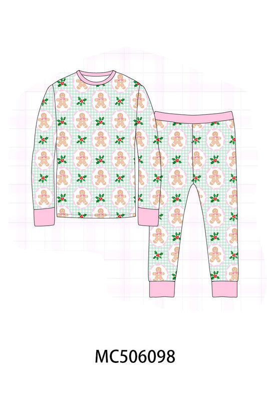 Pink christmas tree bamboo pajama set
