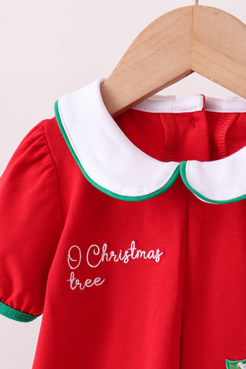 Red christmas tree applique bloomer set