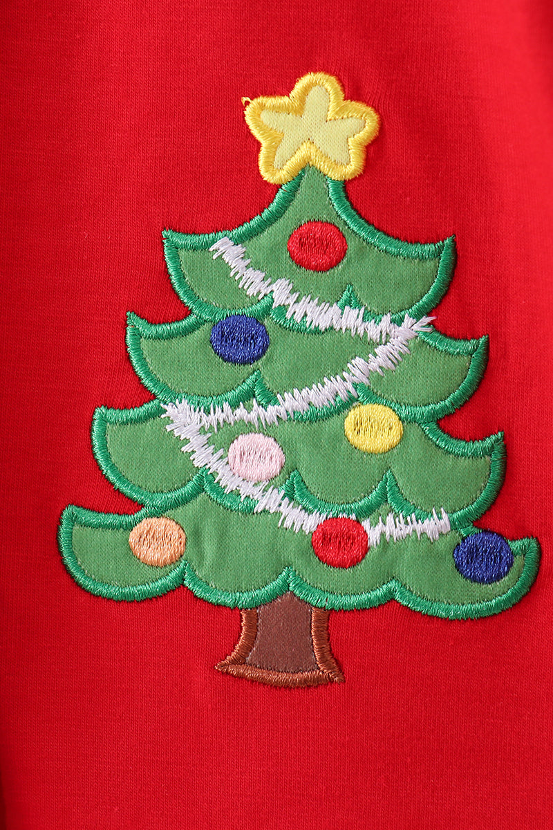 Red christmas tree applique bloomer set
